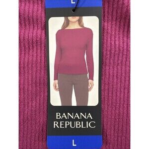 Banana Republic Women's Ribbed Long Sleeve Top Red Berry Large NWT